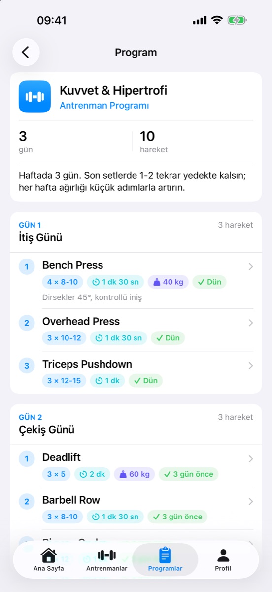 Üyenin programı